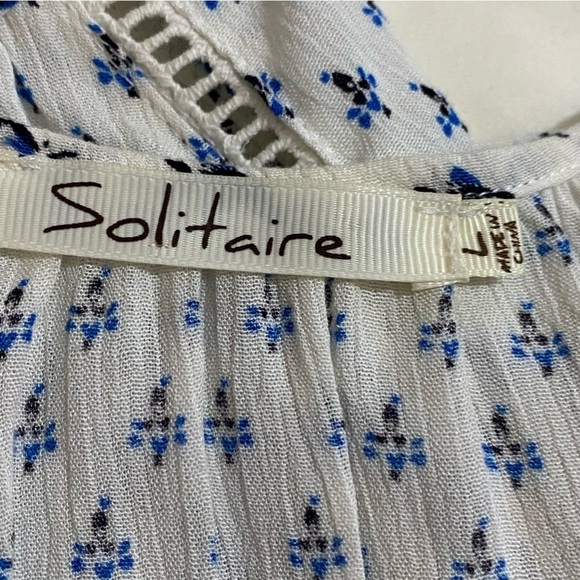 🎈SOLITAIRE women’s white blue bohemian crochet lightweight summer beach tunic - Picture 10 of 11